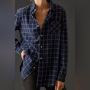 Talula, size xsmall boyfriend fit button up long sleeve plaid shirt 100% cotton